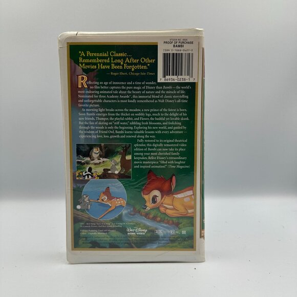 Walt Disney Masterpiece Bambi VHS 1997 55th Anniversary Limited Edition - Picture 2 of 3